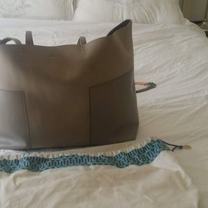 Tory Burch T Block in grey leather/grey suede